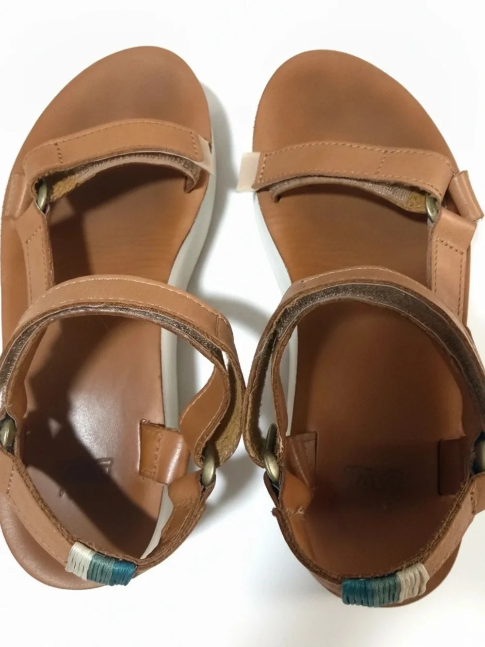 Teva Women’s Platform Sandals with White Soles in Tan, Size 8